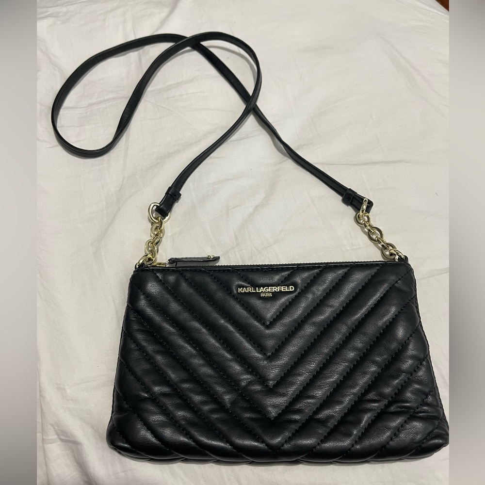Karl Lagerfeld Black Quilted Crossbody Bag